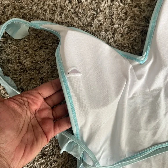 SHEIN Light Blue Ruffle One-Piece Swimsuit - Picture 6 of 8